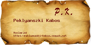 Peklyanszki Kabos névjegykártya
